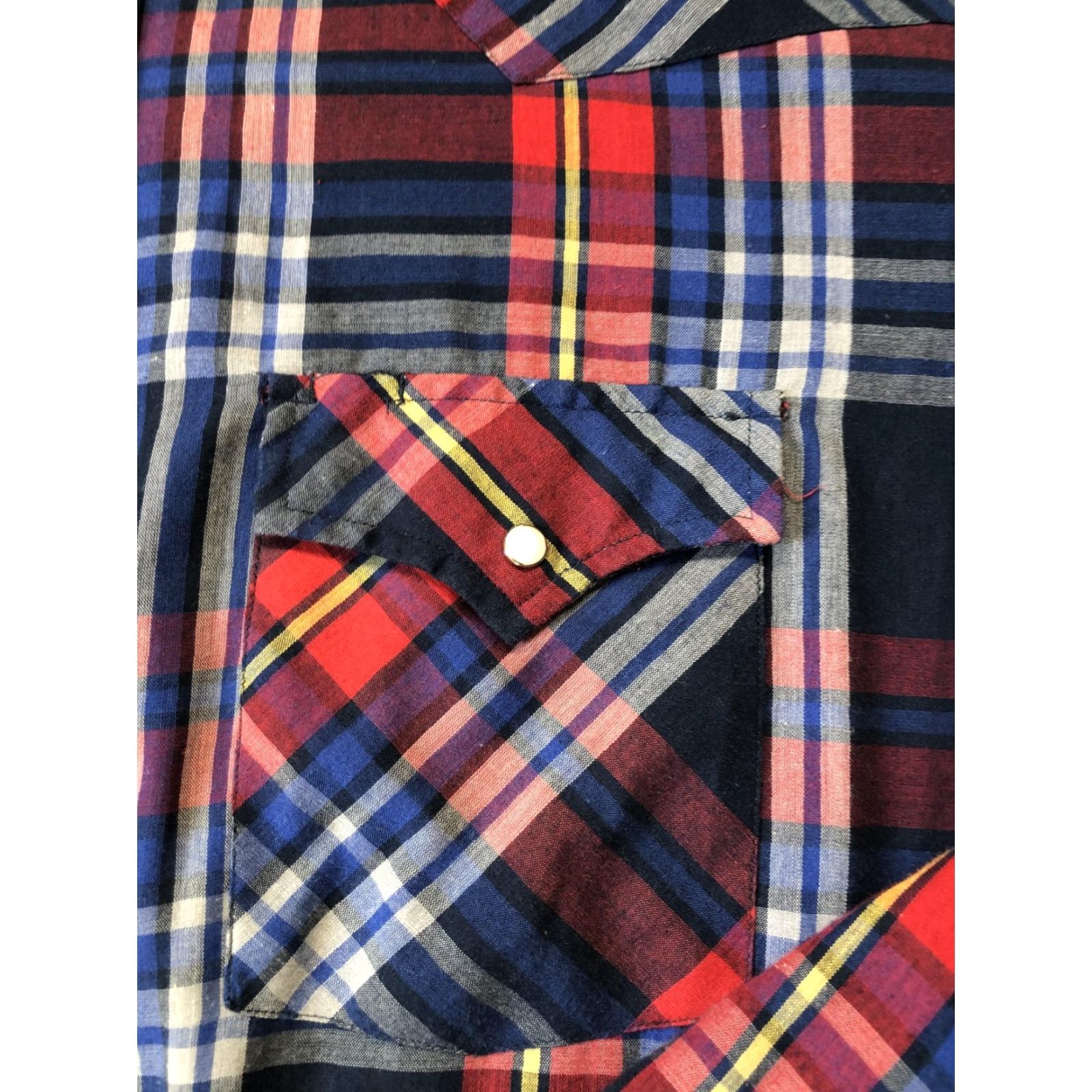 Wrangler VINTAGE Wrangler Shirt Mens XL Red Blue Plaid Western Pearl Snap Long Sleeve Size US XL / EU 56 / 4 - 6 Thumbnail