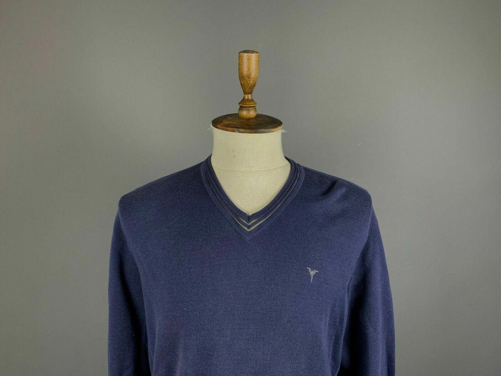 Carlo Colucci Men Carlo Colucci Blue V-Neck 100% Cotton Sweater Size 50 Size US M / EU 48-50 / 2 - 2 Thumbnail