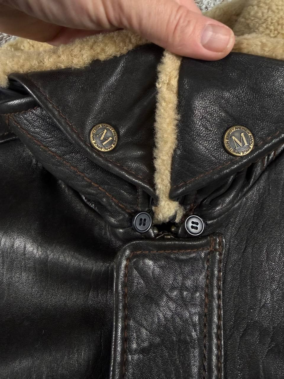 Andrew Marc 2005 Marc New York Leather Bomber Jacket Shearling Collar Size US XL / EU 56 / 4 - 6 Thumbnail