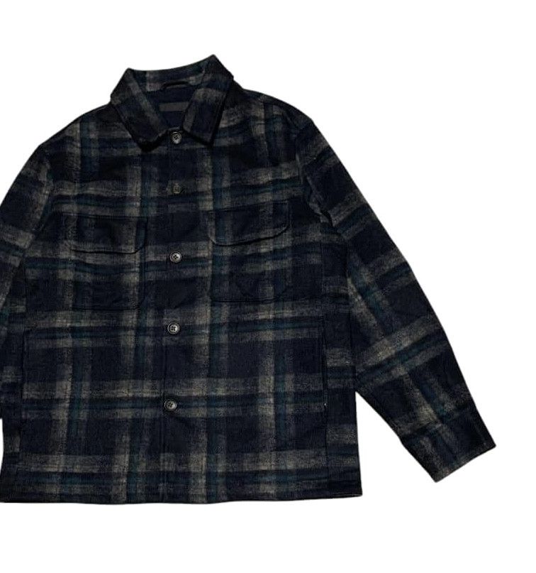 Japanese Brand Vintage Uniqlo Shadow Plaid Wool Flannel Shirt Jacket Size US L / EU 52-54 / 3 - 3 Thumbnail