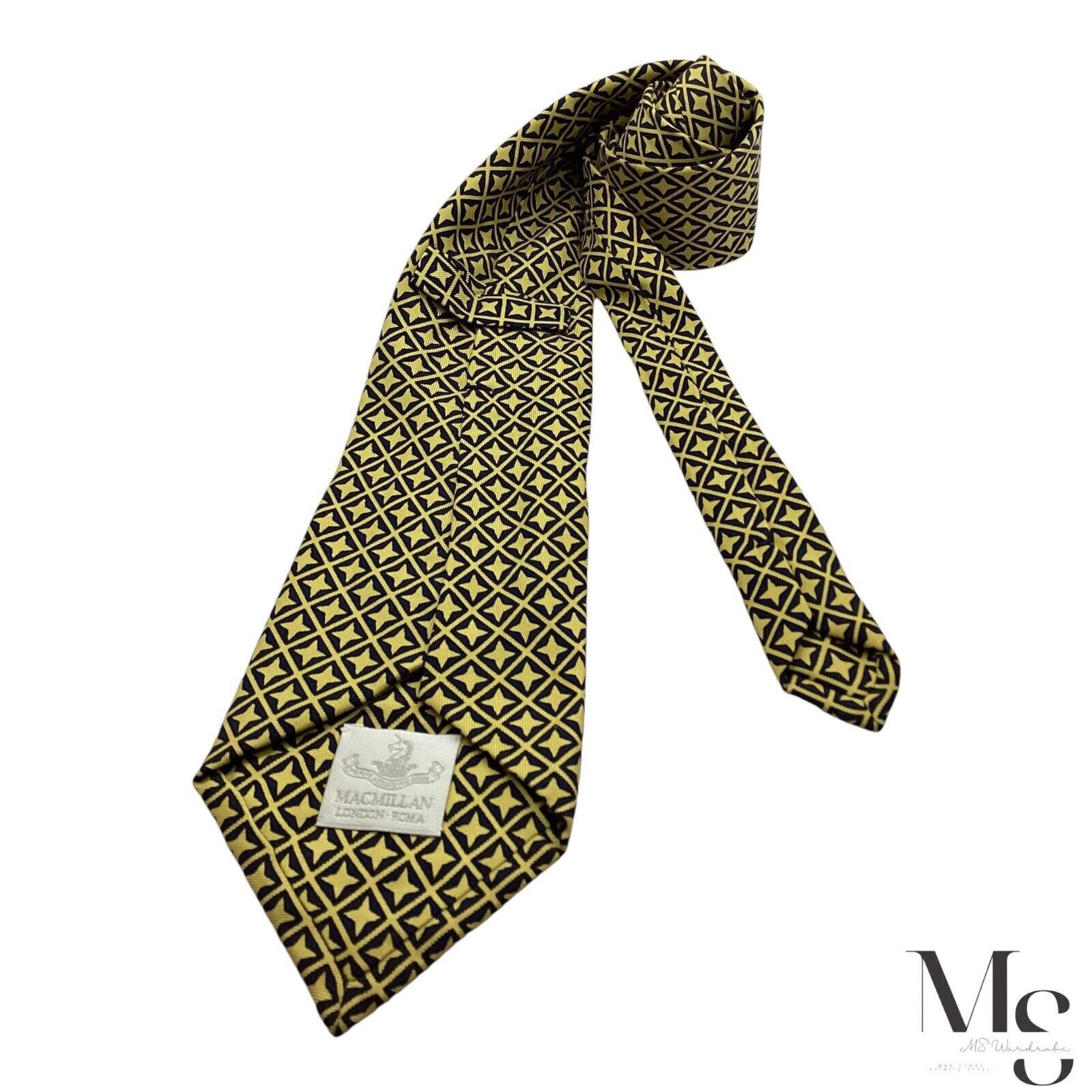 Other MACMILLAN 7 Folds XL Yellow Geometric Silk Tie W: 4" EX COND Size ONE SIZE - 2 Thumbnail