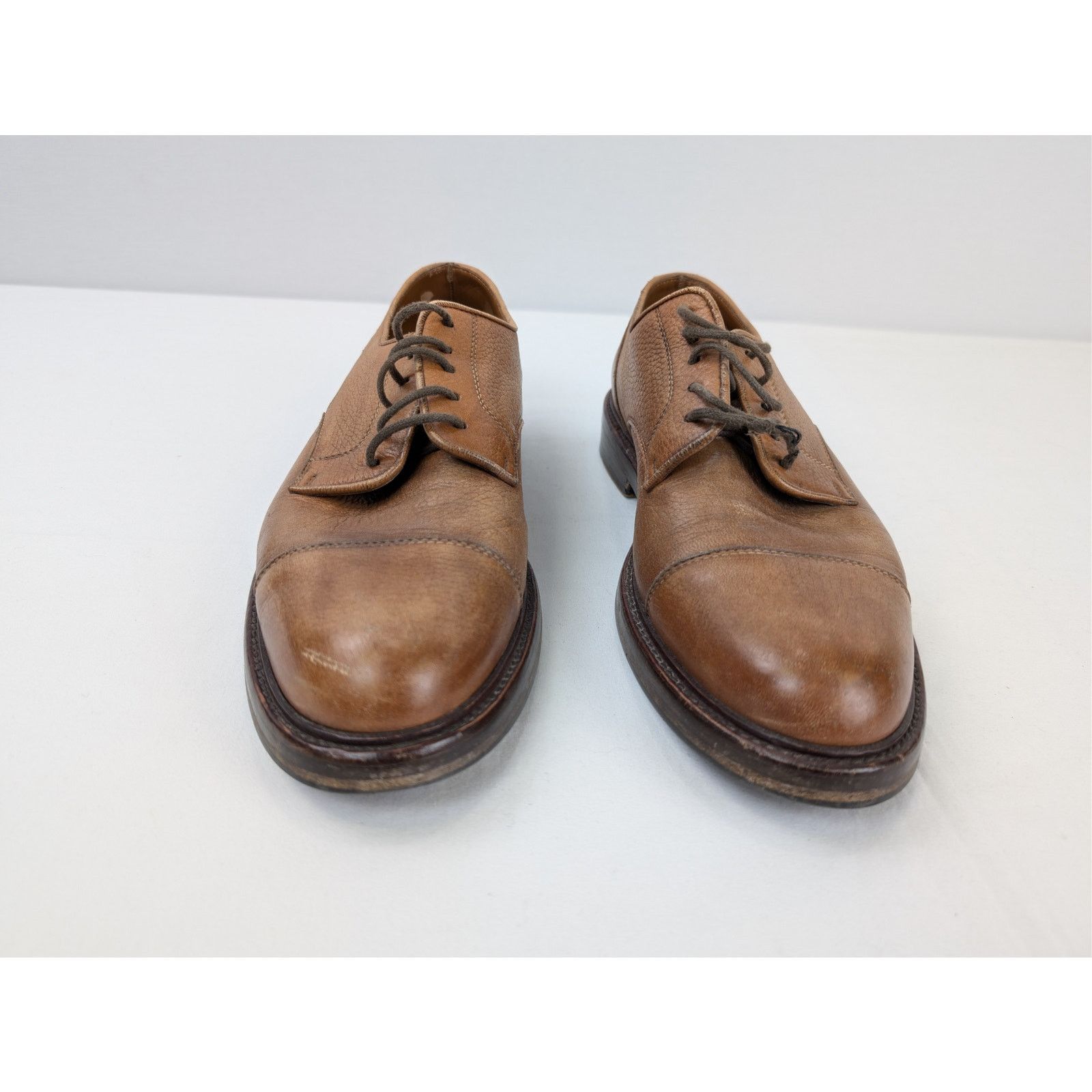 Brunello Cucinelli o1rshd1 CC20 men's brown grain leather cap-toe derby shoes Size US 10 / EU 43 - 9 Thumbnail