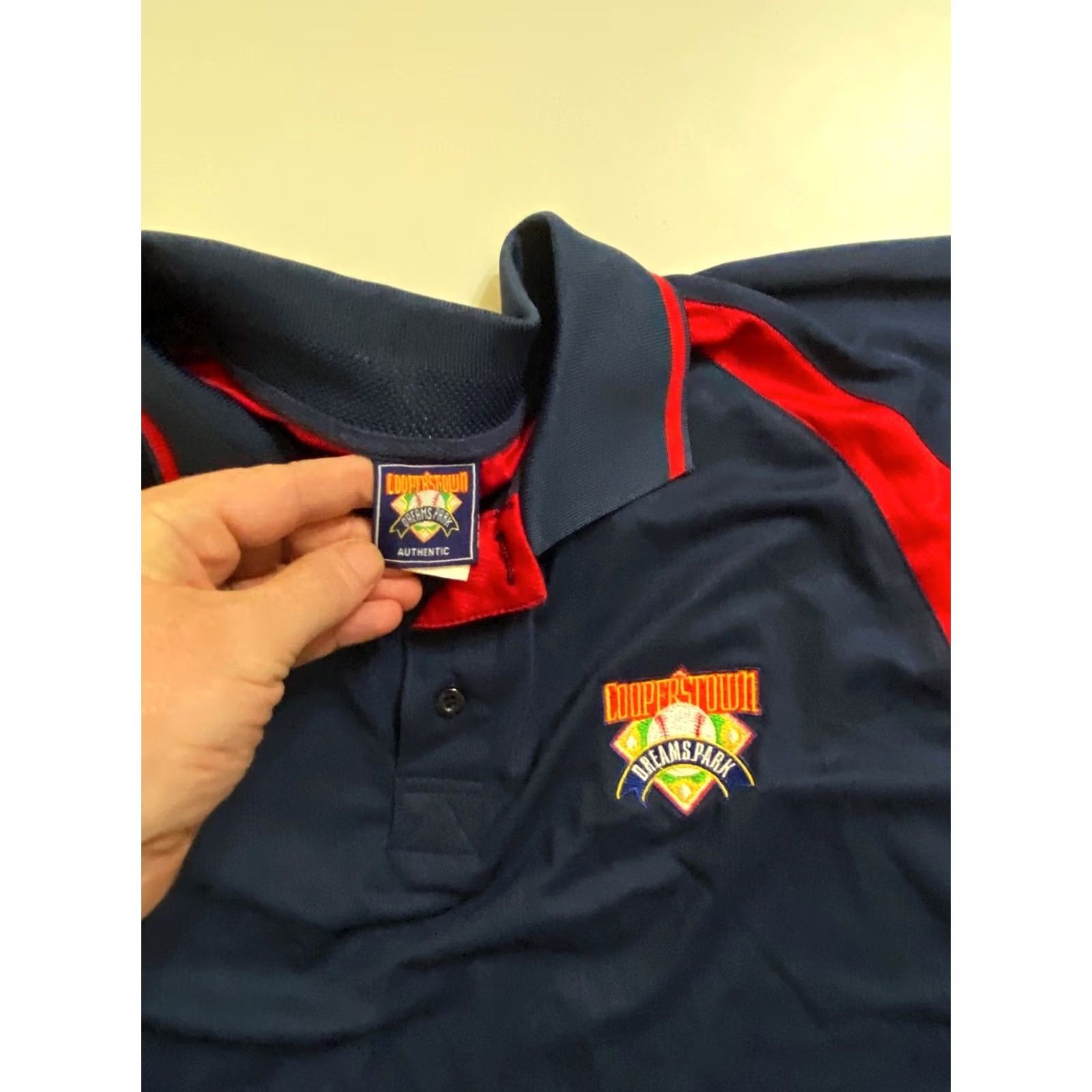 Vintage Cooperstown Embroidered Baseball POLO Shirt Poly Large L Mens Size US L / EU 52-54 / 3 - 5 Thumbnail