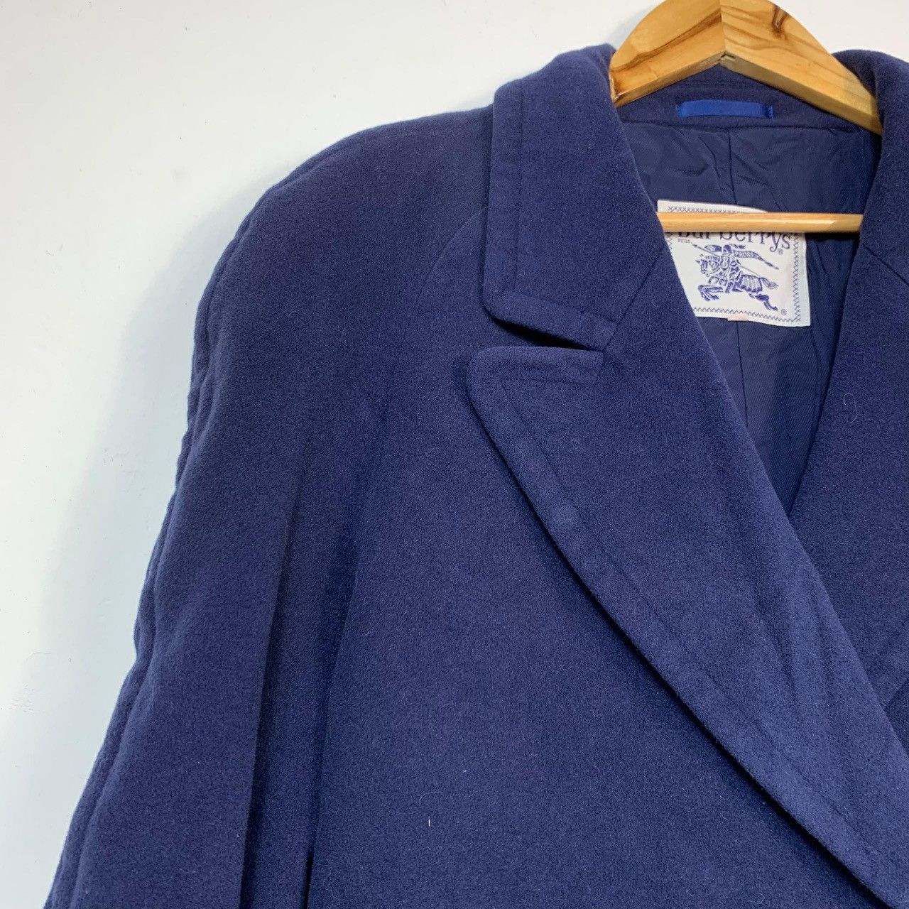 Burberry Vintage Burberrys Navy Blue Wool Double Breasted Coat Size US L / EU 52-54 / 3 - 8 Thumbnail