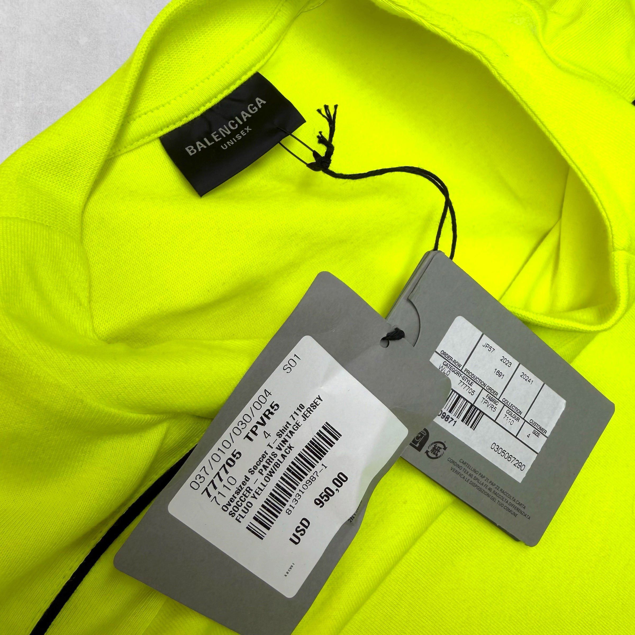 Balenciaga Balenciaga Paris Oversized Soccer Shirt Neon 4 (XXXL) Size US XXL / EU 58 / 5 - 5 Thumbnail