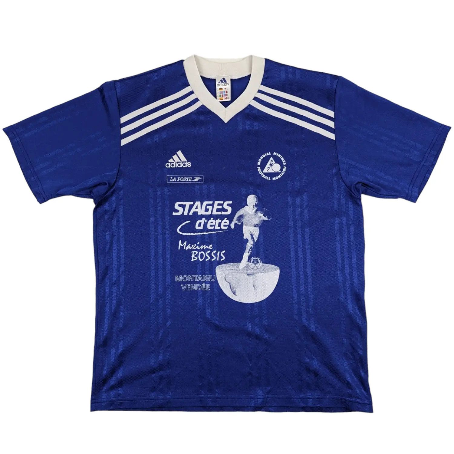 Adidas Vintage 90's ADIDAS Mondial Minimes Montaigu Football Jersey Size US M / EU 48-50 / 2 - 2 Thumbnail