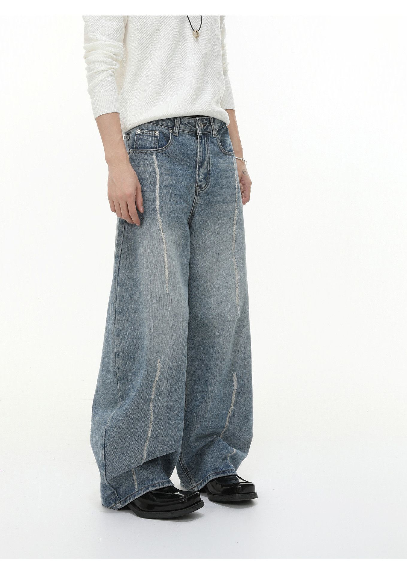 Vintage Men's distressed versatile loose handsome scimitar jeans Size US 32 / EU 48 - 4 Thumbnail