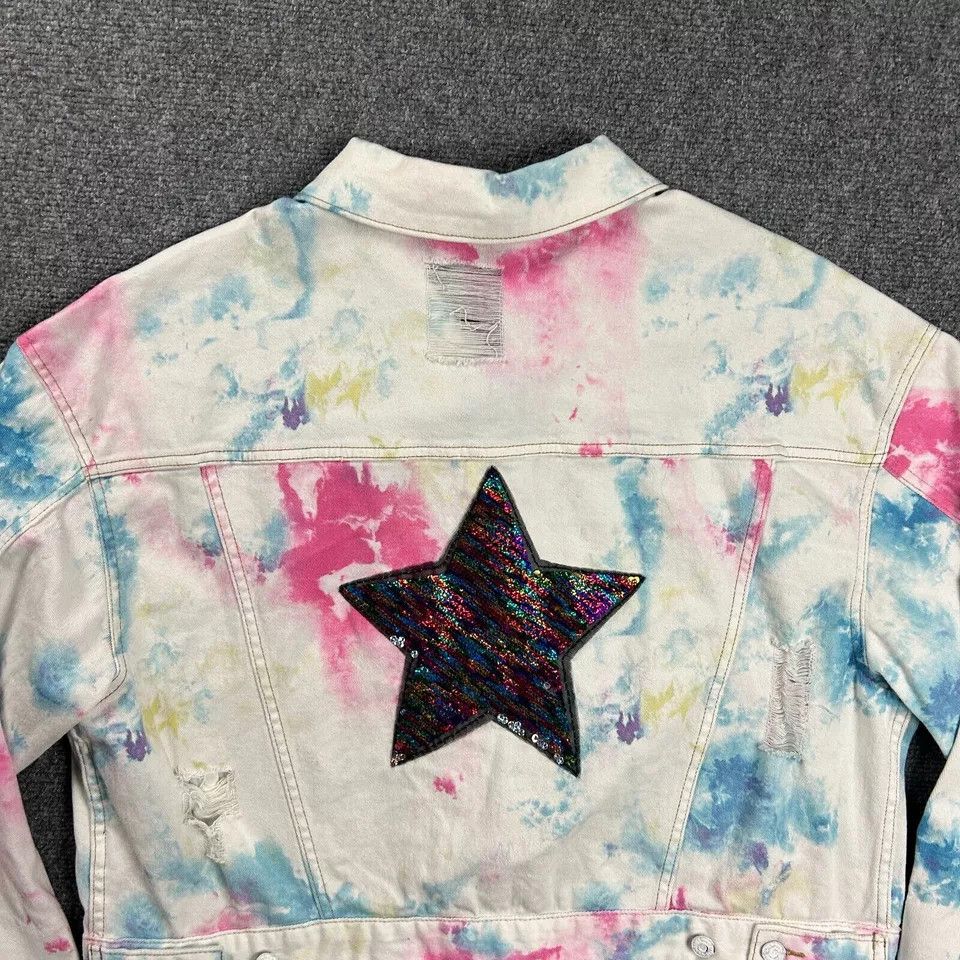 Other Belle + Day Jacket Womens 2 Tie Dye Denim Trucker Biker Size XS / US 0-2 / IT 36-38 - 6 Thumbnail