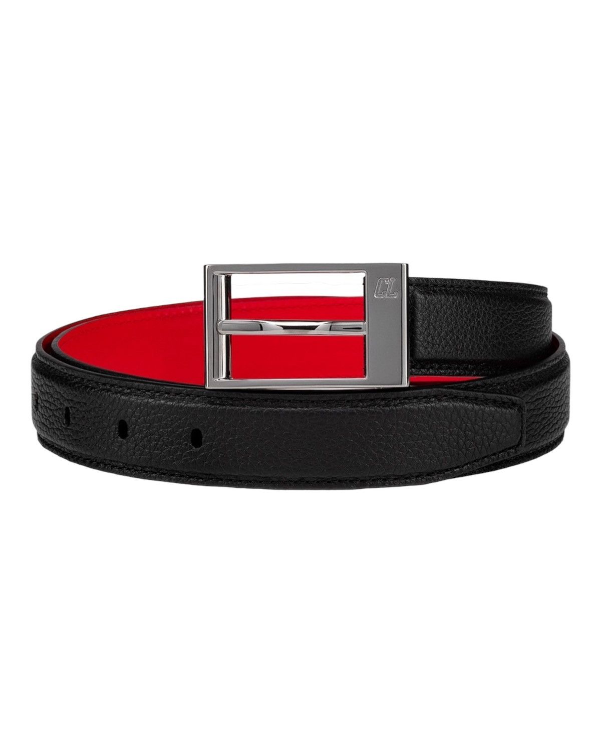 image of Christian Louboutin 1235187 Bizbelt In Calf Leather in Black, Men's (Size 38)