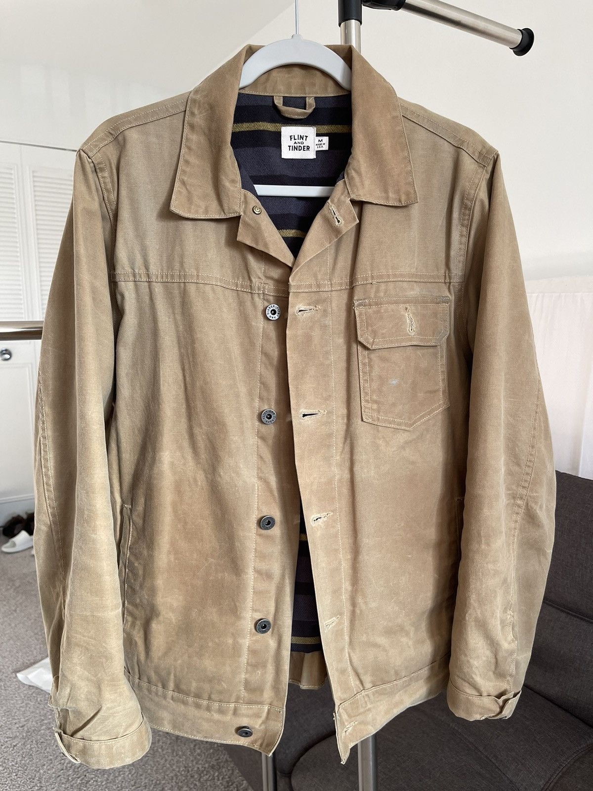 Flint And Tinder Flint and Tinder flannel-lined waxed trucker jacket Size US M / EU 48-50 / 2 - 2 Thumbnail
