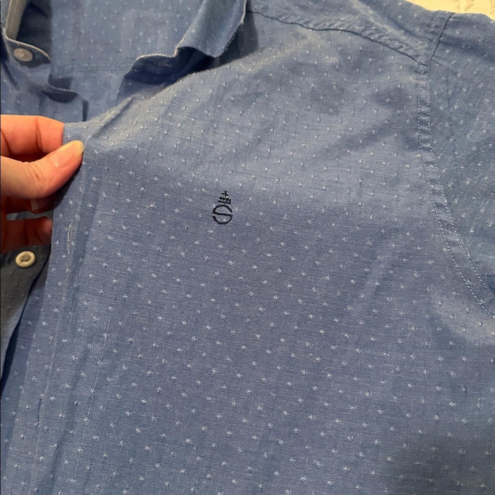 SKECHERS Sketch Small Men's Short Sleeve Swiss Dot Silk Shirt $175 Size US S / EU 44-46 / 1 - 2 Thumbnail