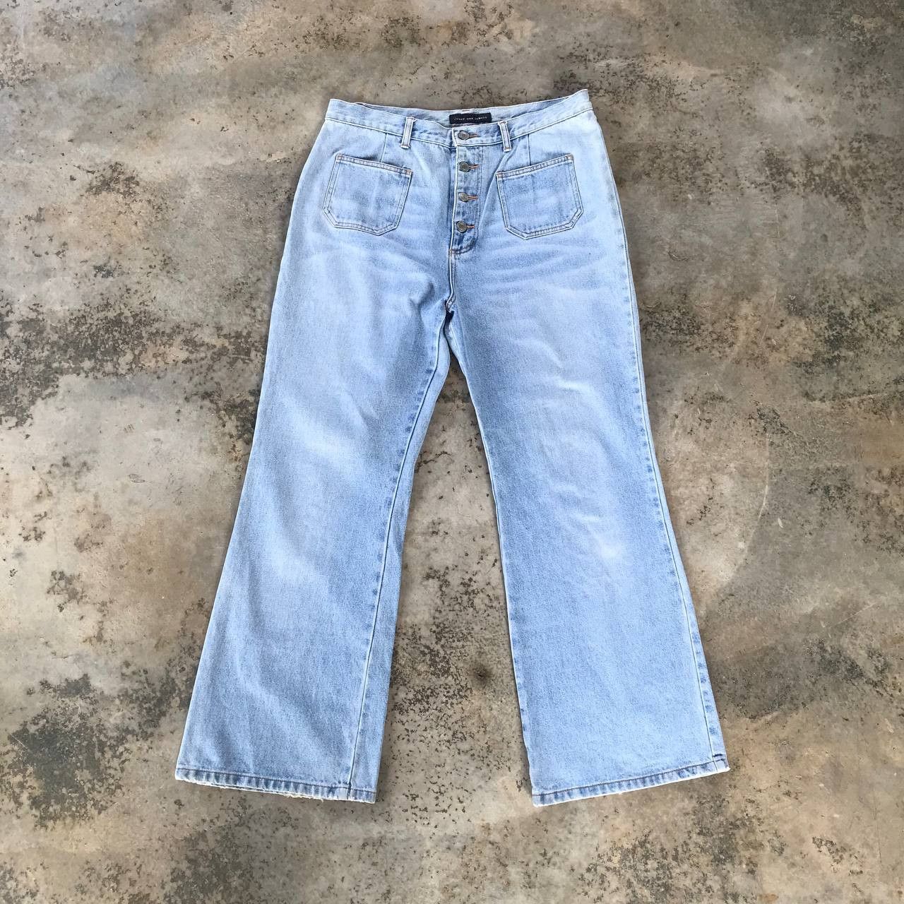Japanese Brand W34x30 FLARED JAPAN JOUER AUX ECHECS BUSH JEAN LIGHTWASH Size US 34 / EU 50 - 2 Thumbnail