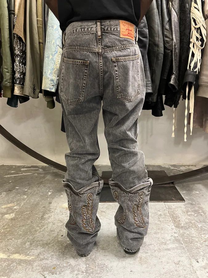 Y/Project SS2023 Y/Project Cow-Boy Brut Grey Astro Denim Jeans Size US 33 - 4 Thumbnail