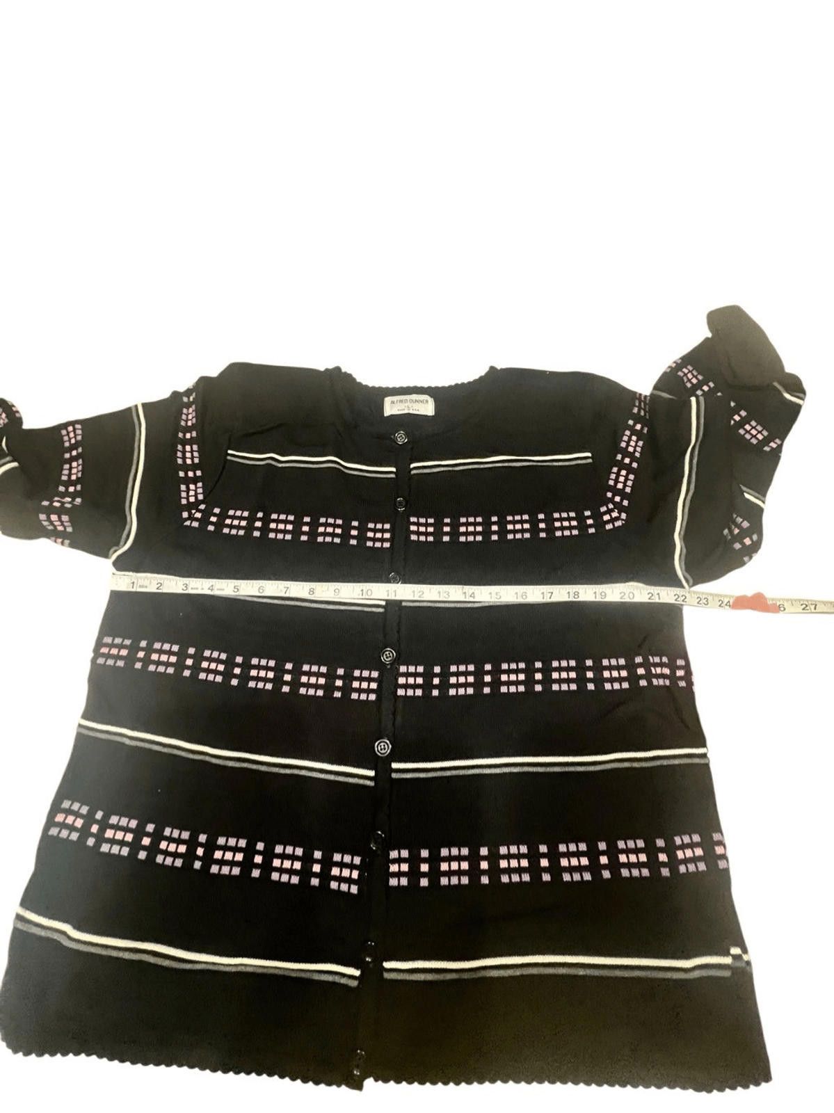 Designer Alfred Dunner Cardigan Sweater Black/Purple/Pink Sz L NWOT Size L / US 10 / IT 46 - 5 Thumbnail