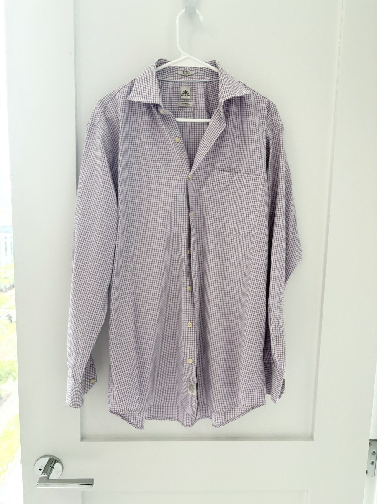 Peter Millar Peter Millar Nanoluxe Purple Gingham Dress Shirt 16 34/35 Size US L / EU 52-54 / 3 - 1 Thumbnail