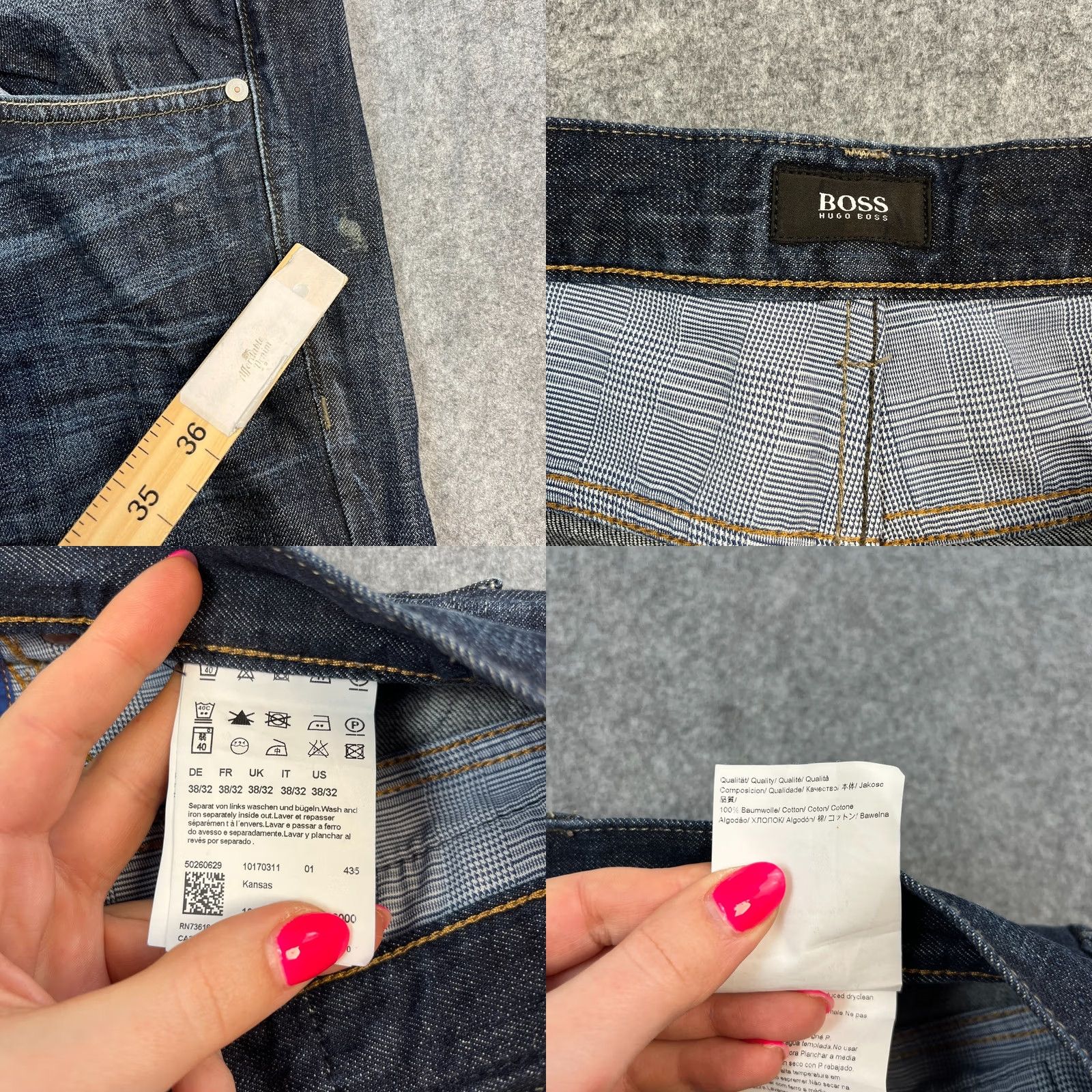Hugo Boss HUGO BOSS Jeans Straight 38 30 Dark Wash Blue 100% Cotton Leather Patch Denim Vintage No Size US 38 / EU 54 - 8 Thumbnail
