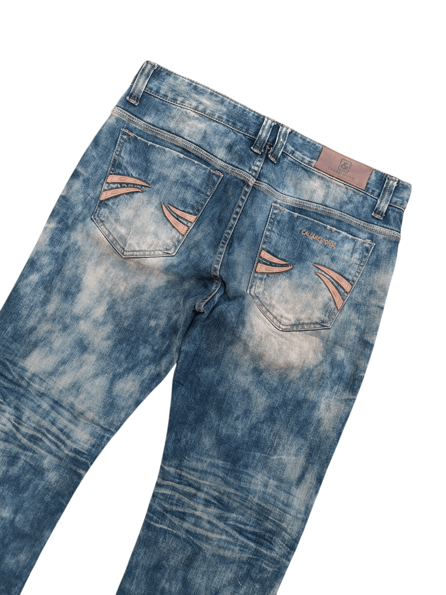 Other RARE 💥 FLARED JAPANESE BRAND TIE-DYE WHISKERS FADED DENIM Size US 33 - 14 Thumbnail