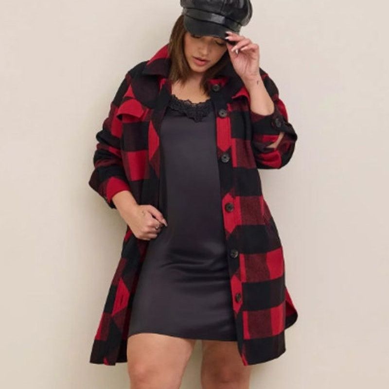 Torrid Torrid Womens Buffalo Plaid Wool Longline Shacket Size 0X Size XL / US 12-14 / IT 48-50 - 1 Thumbnail