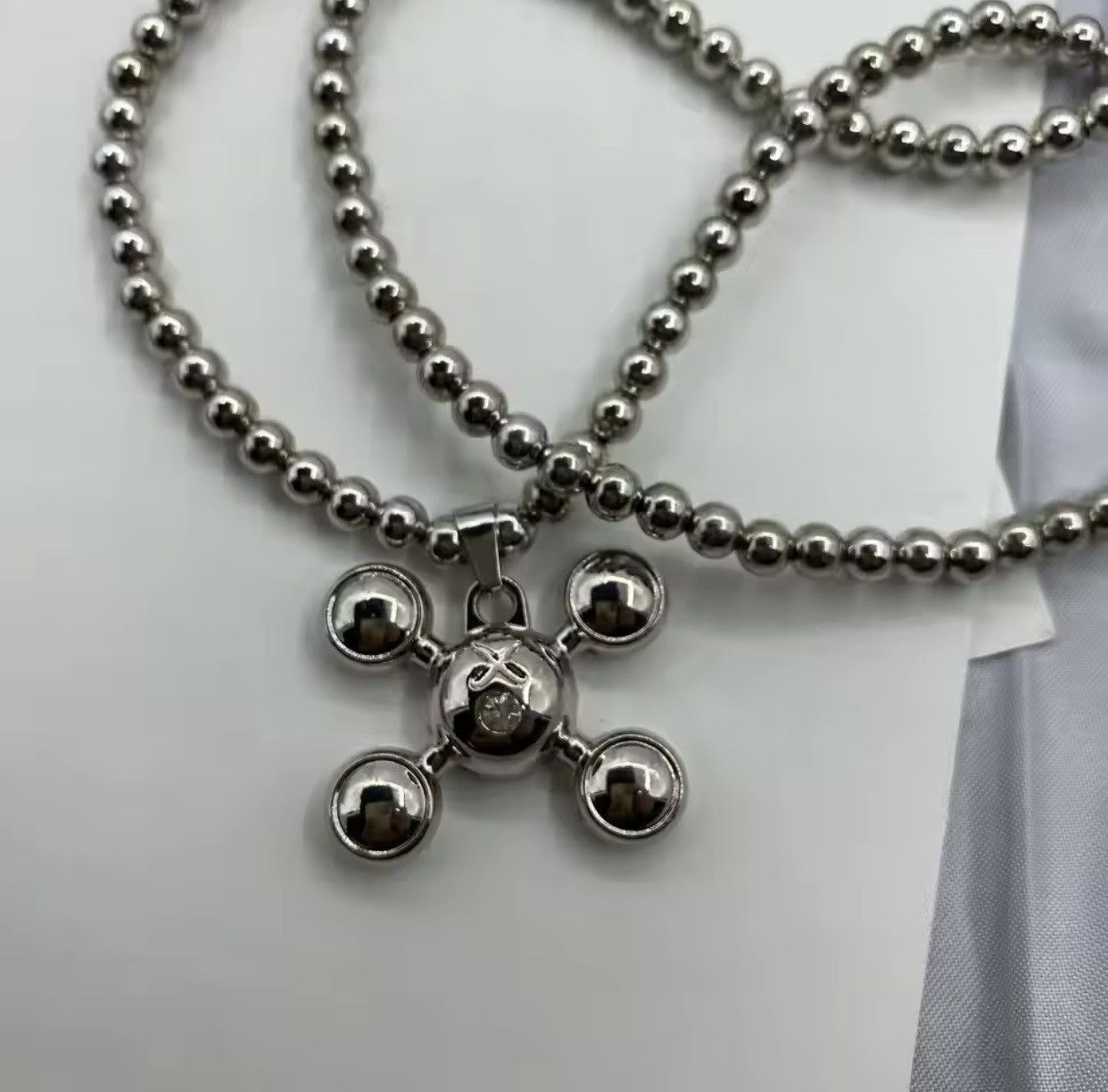 Jewelry Round Bead Chain Quadangle Ball Pendant Size ONE SIZE - 4 Thumbnail