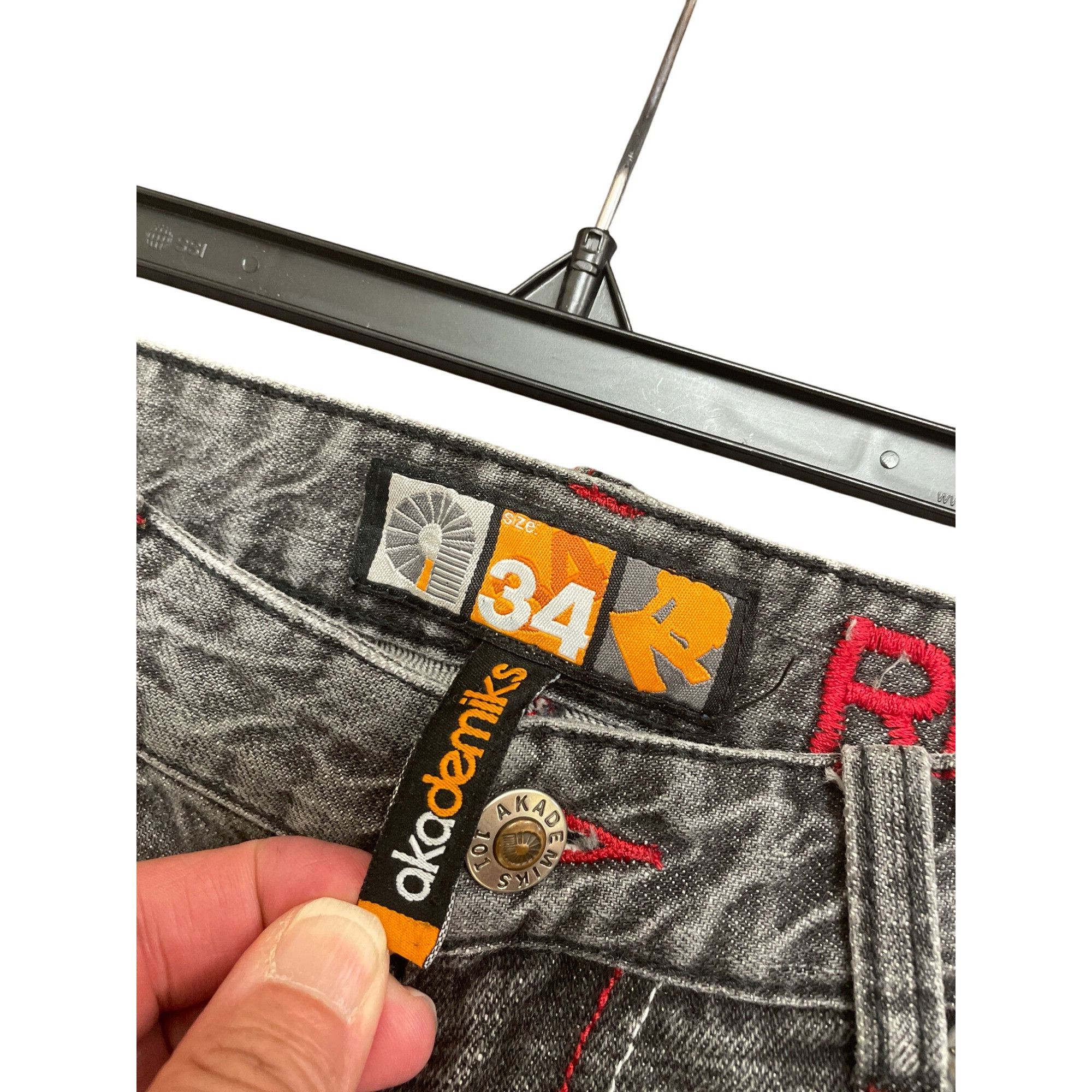 Akademiks Akademiks Mens Distressed Gray Graphic Wide-Leg Jeans Size 3 Size US 34 / EU 50 - 6 Thumbnail