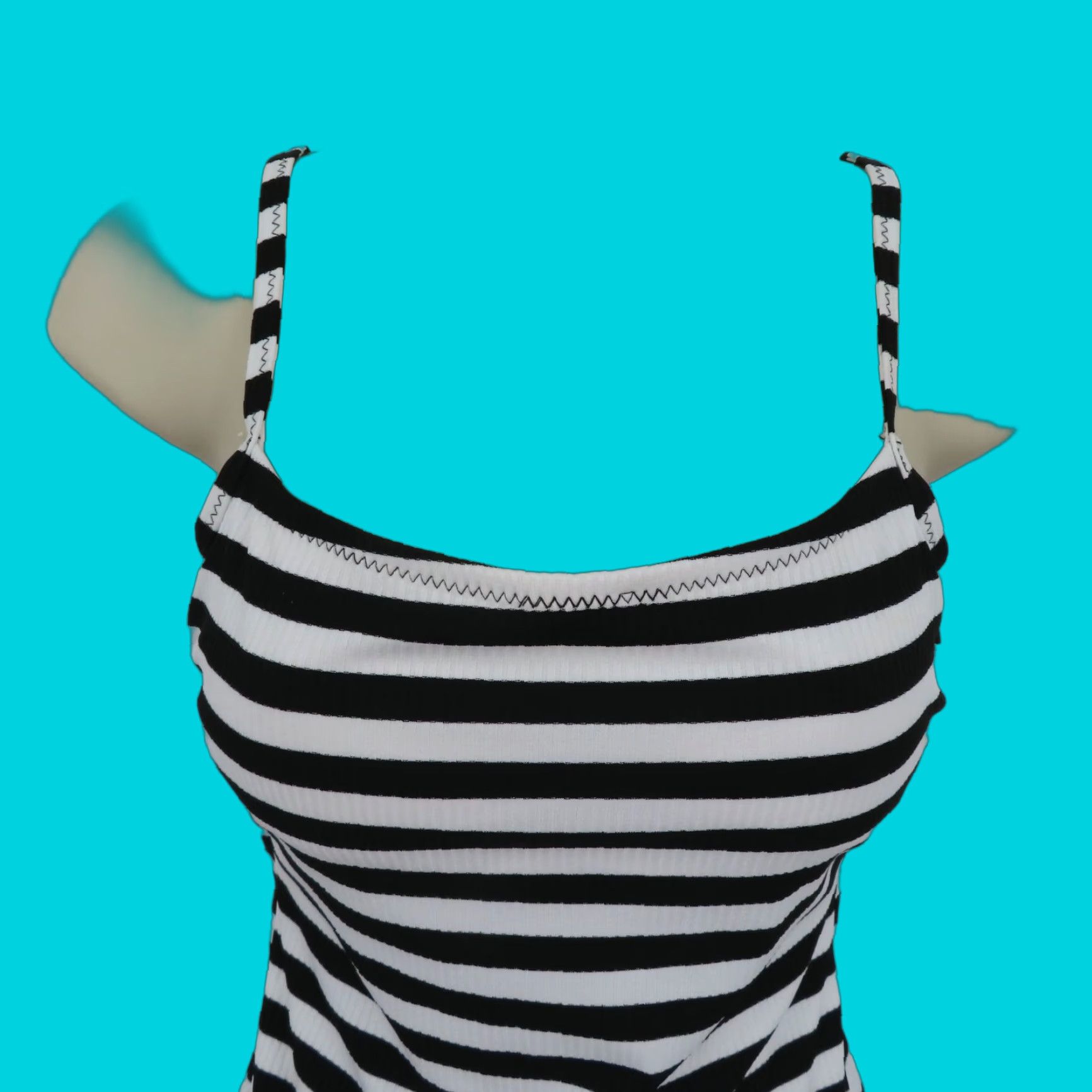 Vintage Kona Sol One Piece Women S Striped Black White Spaghetti Strap New Swimsuit Medium Coverage Size ONE SIZE - 1 Thumbnail