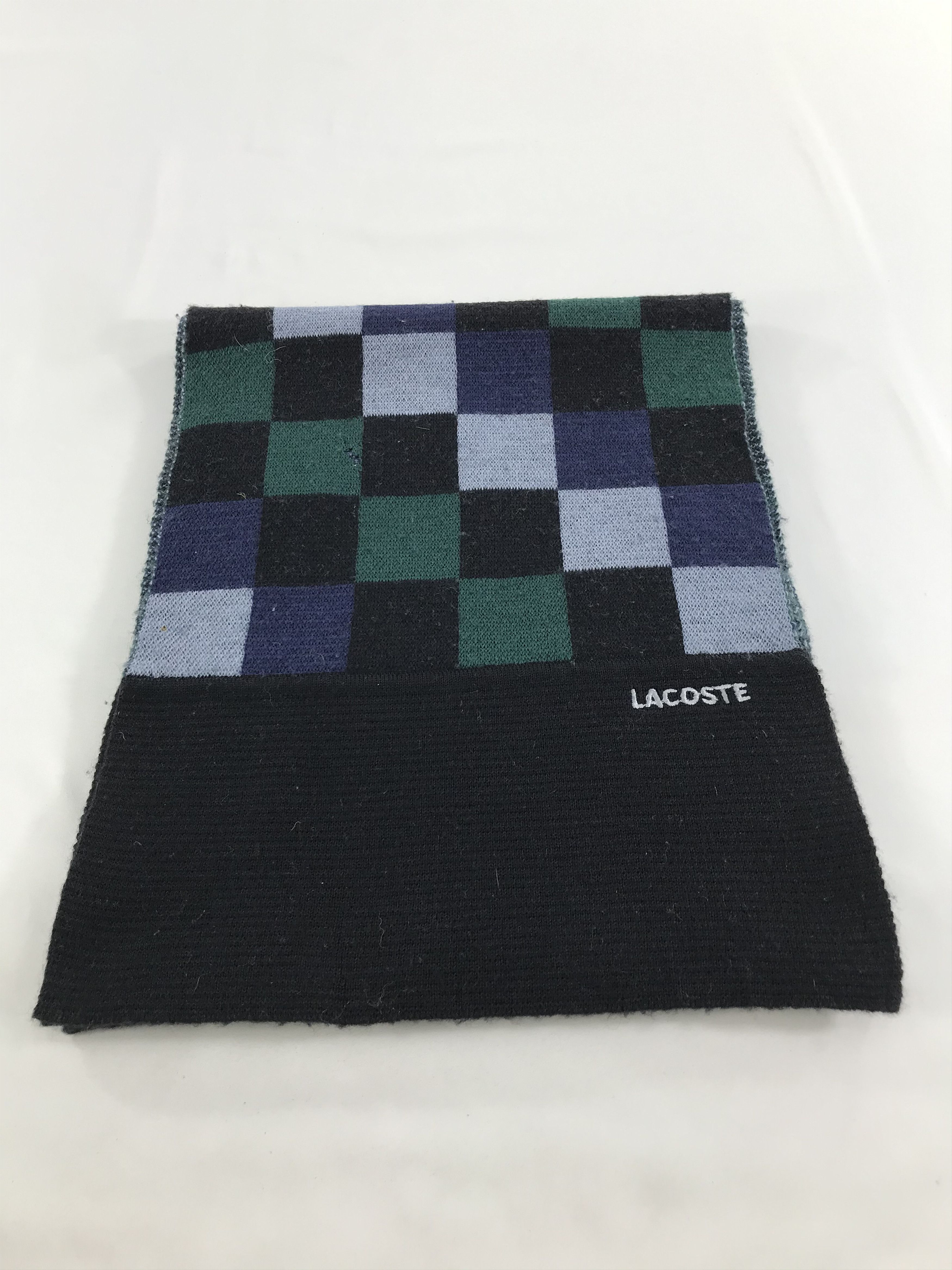 Lacoste Lacoste Checkered Wool Scarf Muffler V132 Size ONE SIZE - 2 Thumbnail