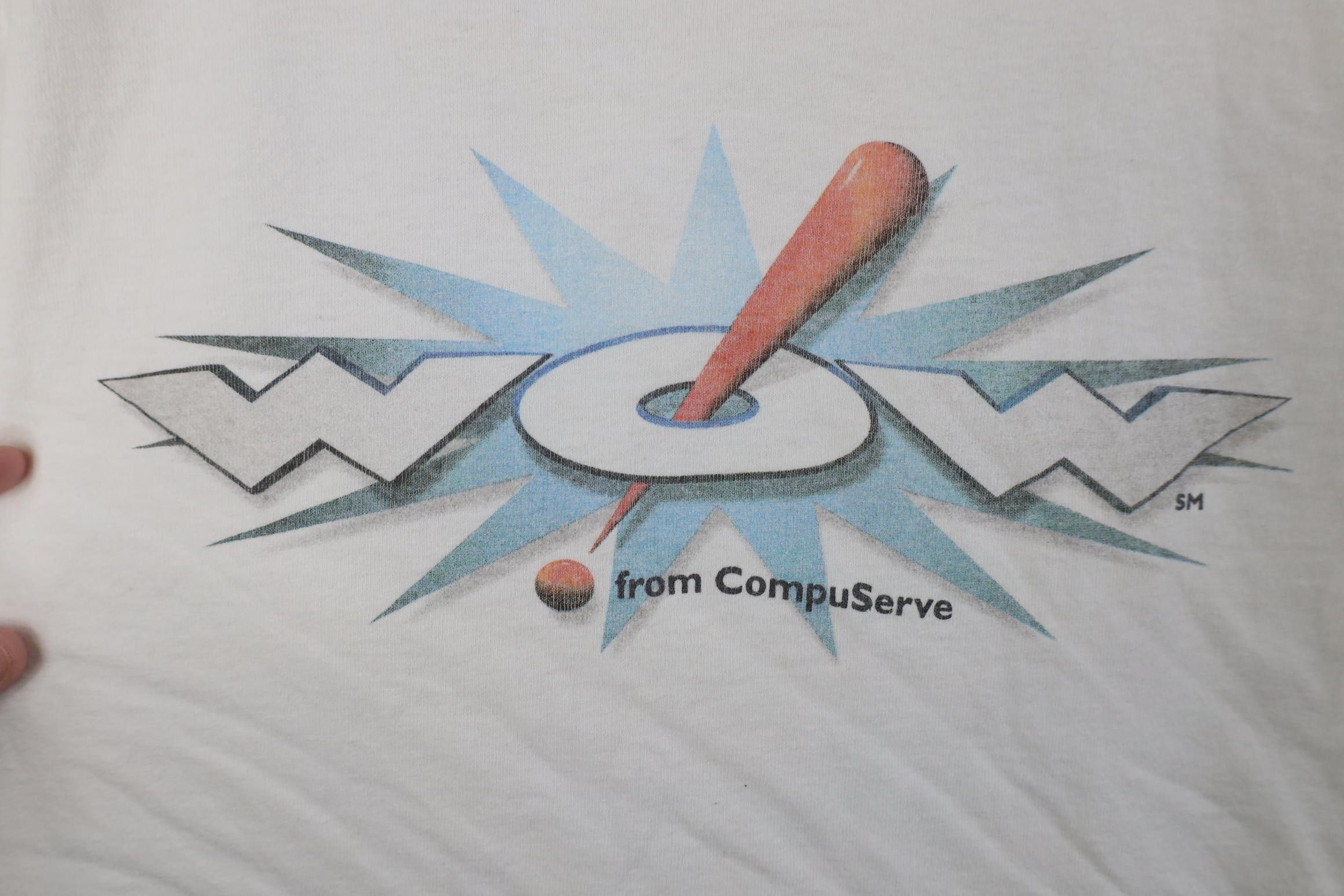 Vintage Vintage 90s WOW CompuServe Computers T-Shirt White USA Size US XL / EU 56 / 4 - 4 Thumbnail