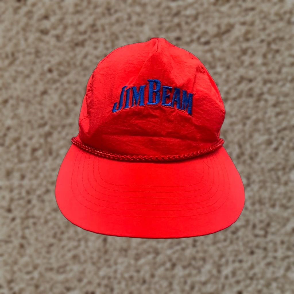 Vintage Jim Beam Hat Cap Snap Back Adult One Size Red 100% Polyester Hatch Rope Size ONE SIZE - 1 Thumbnail