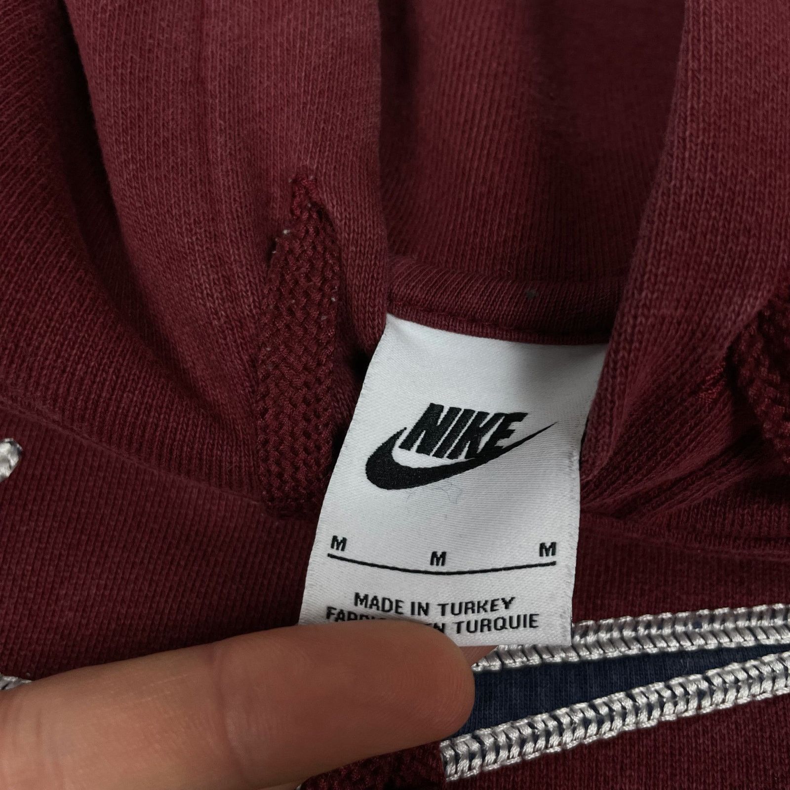 Nike × Vintage Nike Men's Red Cotton Swoosh Fleece Pullover Hoodie Medium Size US M / EU 48-50 / 2 - 8 Thumbnail