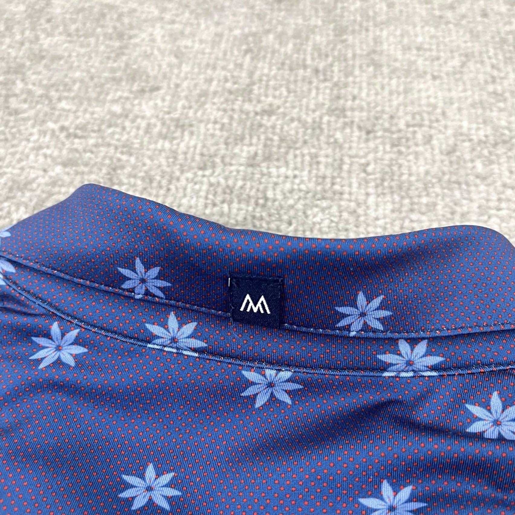 Mizzen+Main Mizzen + Main Polo Shirt Mens Medium Blue Floral Golf Performance Stretch Sport Shirt Size US M / EU 48-50 / 2 - 7 Thumbnail