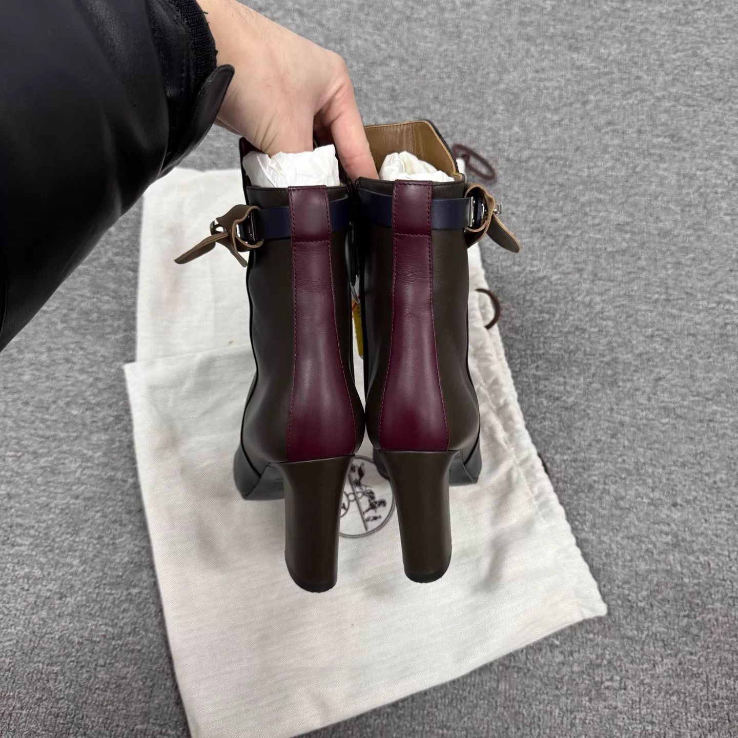 Hermes Hermes Kelly buckle color block leather short boots 36.5 Size US 6 / IT 36 - 4 Thumbnail