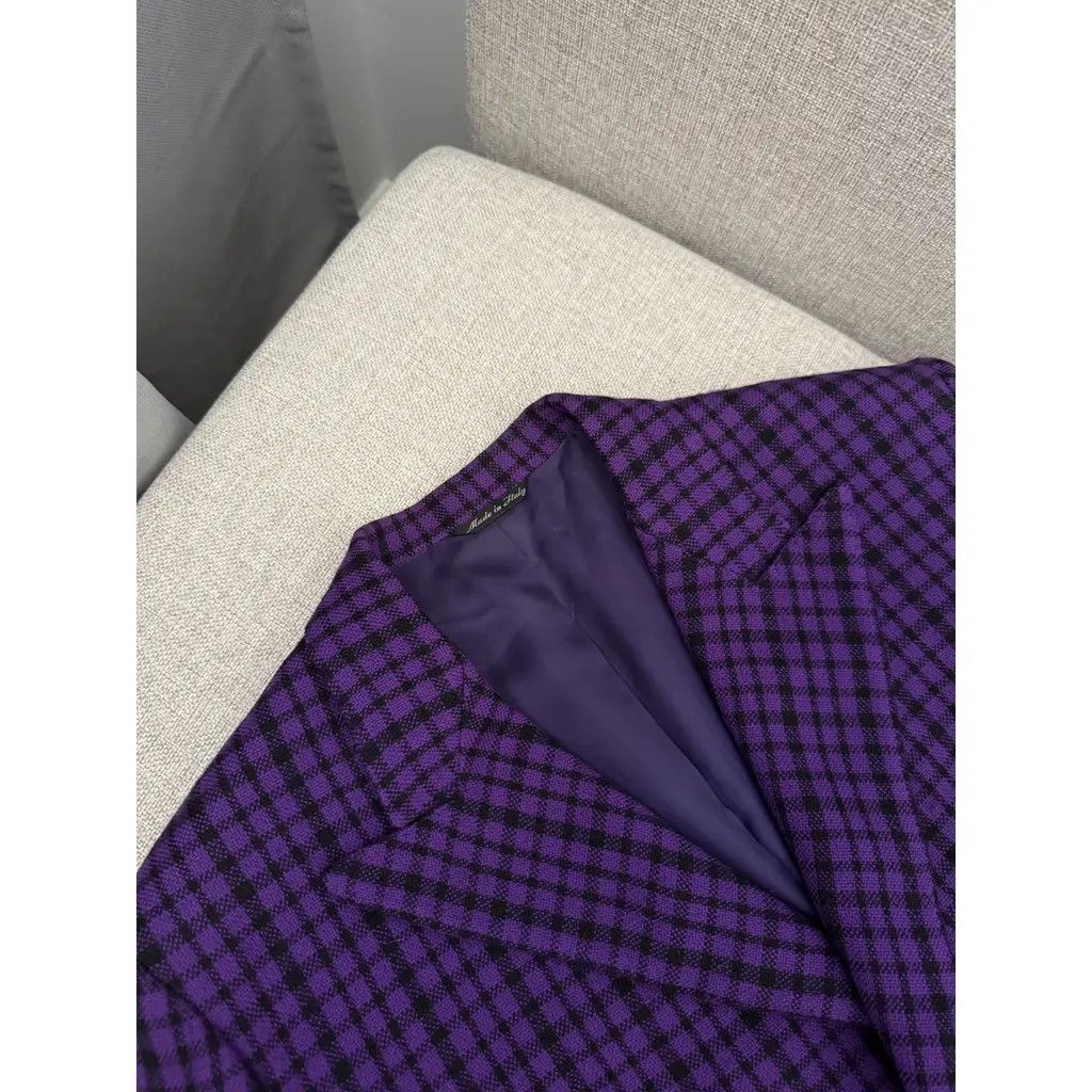 Other Gianni Versace Purple Check Double-Breasted Blazer IT42 Size M / US 6-8 / IT 42-44 - 4 Thumbnail