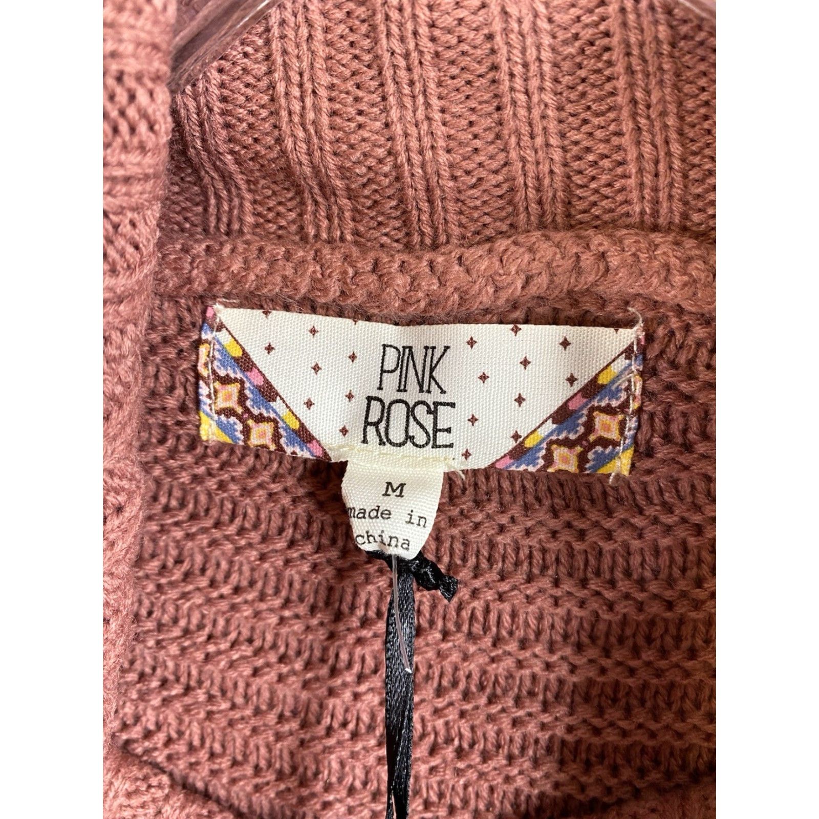 Vintage VINTAGE Pink Rose Junior Sweater M Pink Turtleneck Cable Knit Pullover Cropped NWT Size M / US 6-8 / IT 42-44 - 3 Thumbnail
