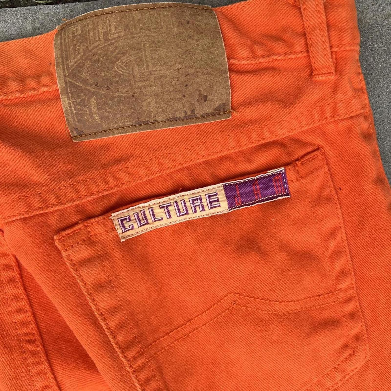 Vintage Vintage 90s Orange Denim Pleated Jeans Size US 33 - 8 Thumbnail