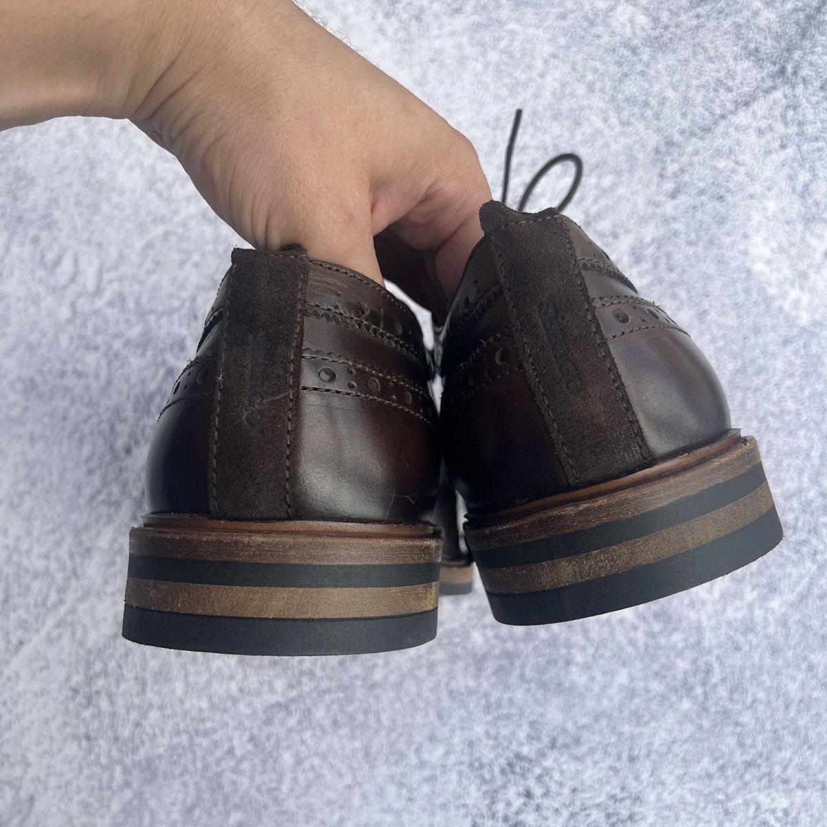Leather × Sebago SEBAGO brown detailed leather brogue derby shoes Size US 13 / EU 46 - 6 Thumbnail