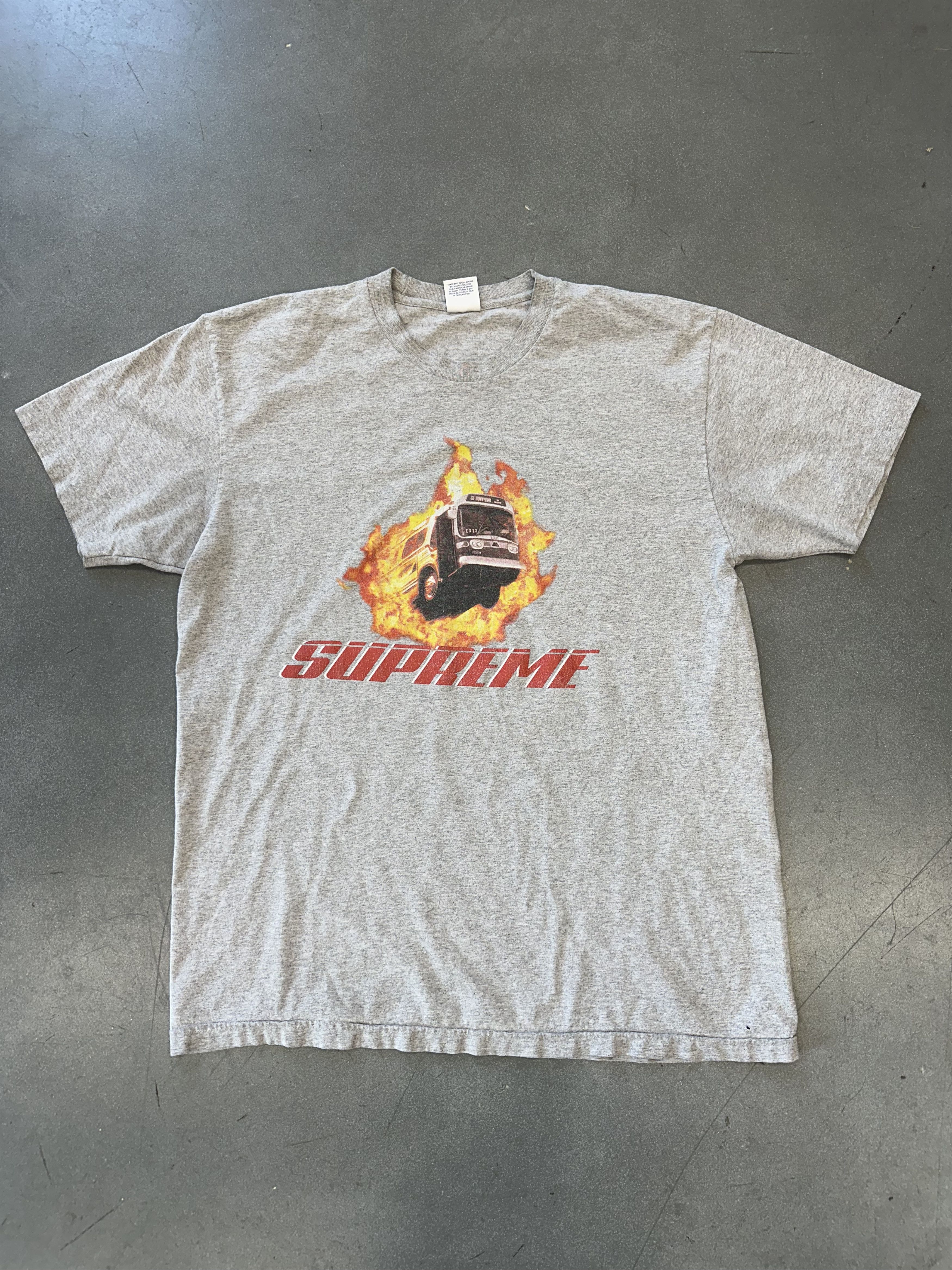 Supreme flaming bus tee on sale