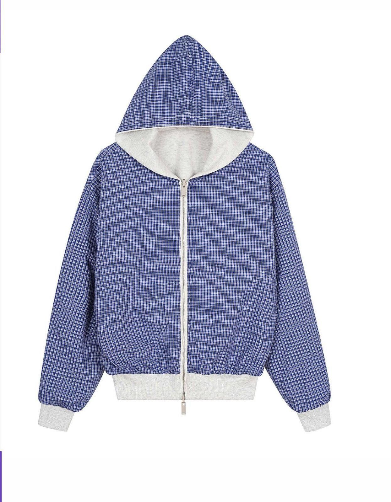 Other Reversible Plaid Check Zip Hoodie | Blue-White Geometric Size US M / EU 48-50 / 2 - 1 Thumbnail