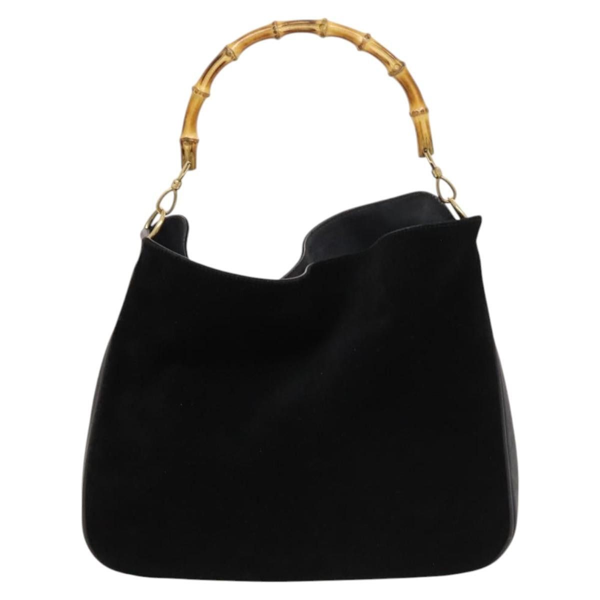 Gucci GUCCI Bamboo Hand Bag Suede Black Gold 001 1014 001 1014 Size ONE SIZE - 3 Thumbnail