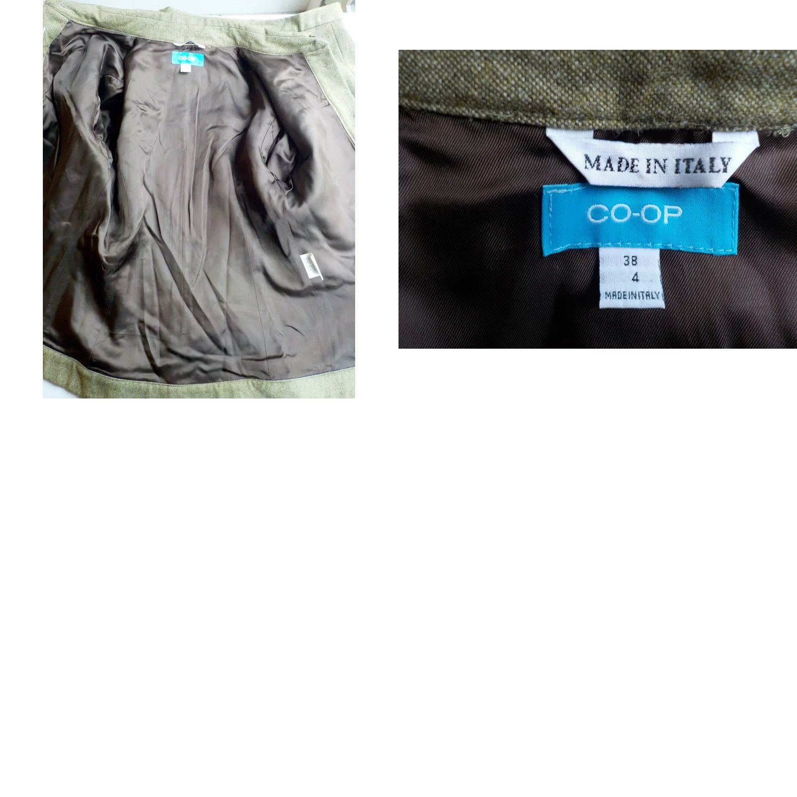 CO Co-Op Skirt Suit Women Size 4 Wool Greenish Brown Leather Like Cuff 2-Piece Set Jacket AP-AP 18" Blazer Pencil Skirt Barneys Made in Italy Size 27" / US 4 / IT 40 - 8 Thumbnail