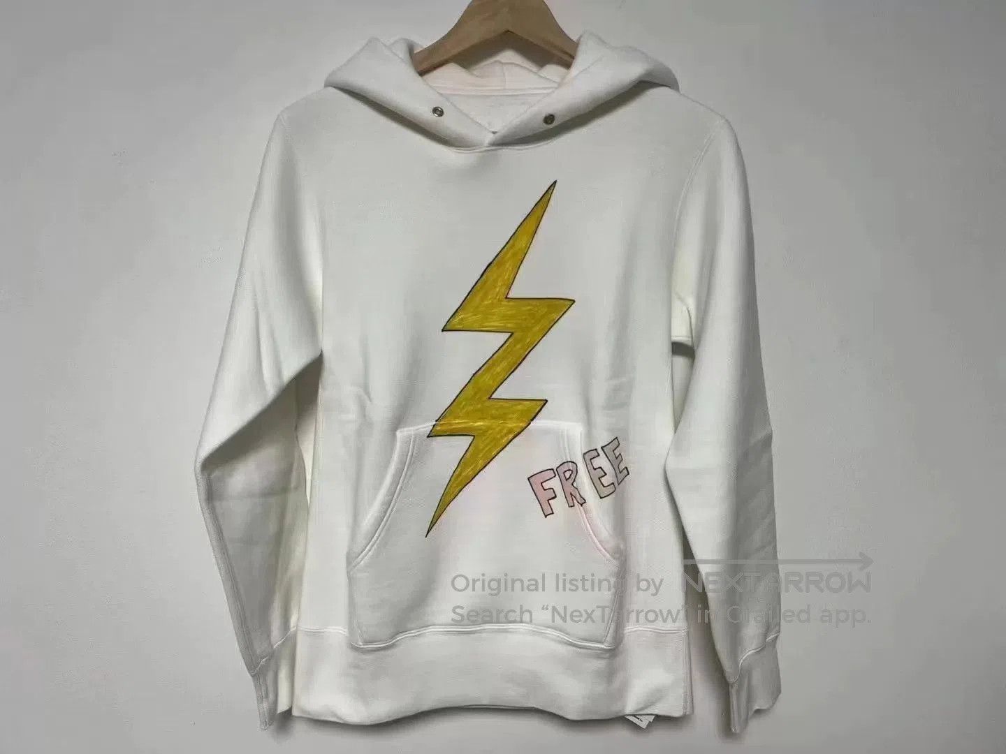 Visvim White Hoodie with Yellow Lightning Bolt and FREE Print. Size US M / EU 48-50 / 2 - 1 Thumbnail
