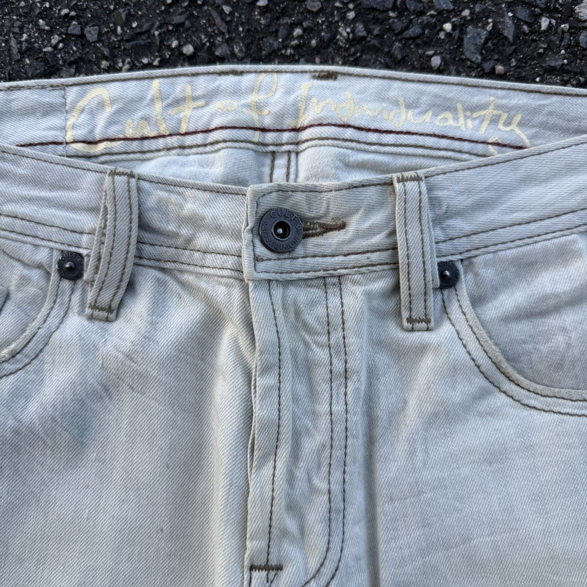 Cult Of Individuality VTG FLARE CULT OF INDUALITY WHITE YELLO JEAN DENIM PANTS Size US 33 - 7 Thumbnail