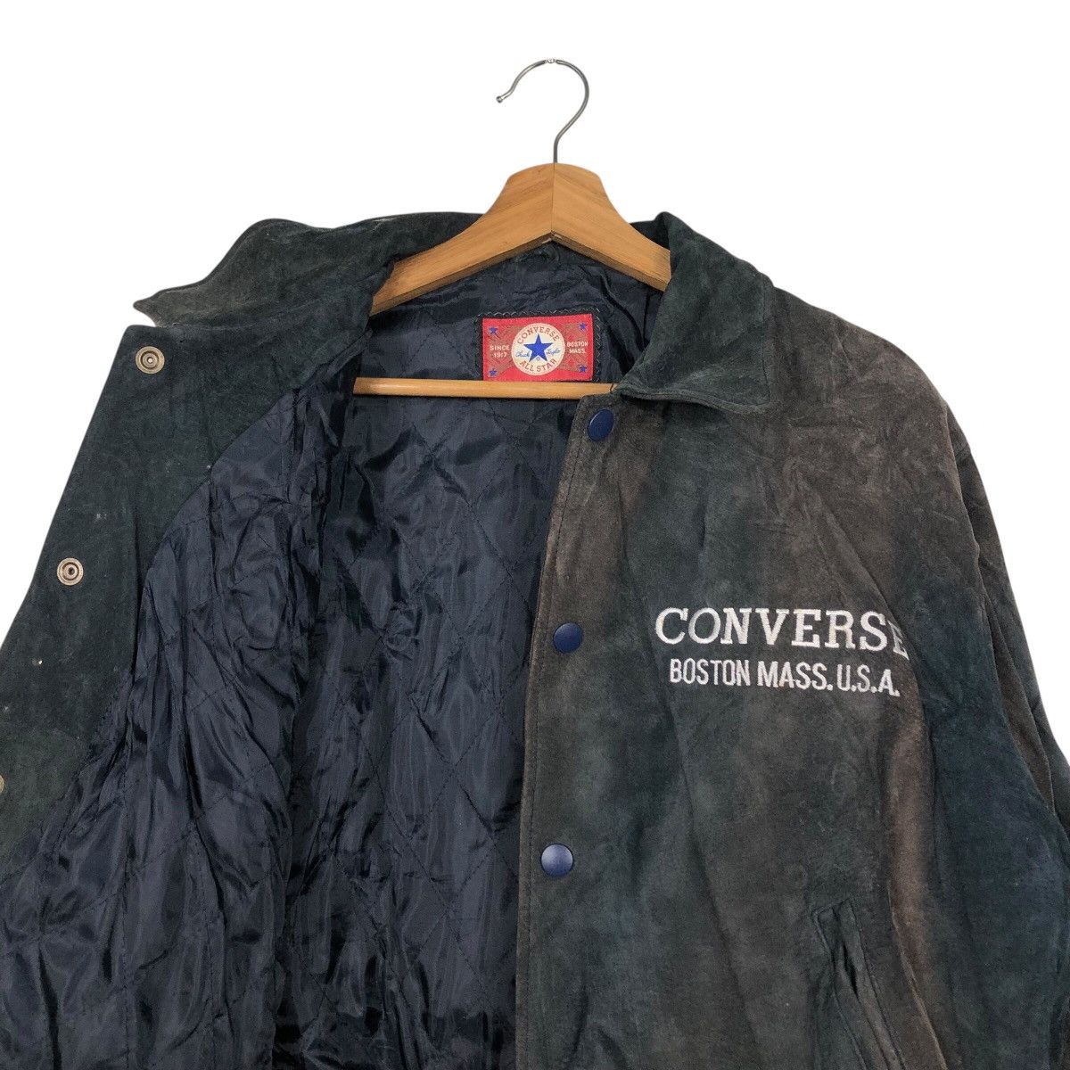 Japanese Brand Vintage Bomber Leather Jacket Converse All Star Boston Mass Size US M / EU 48-50 / 2 - 13 Thumbnail