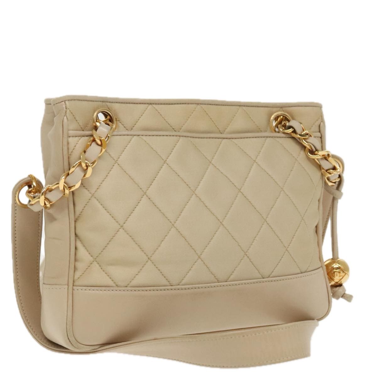 Chanel Quilted Beige Synthetic Shoulder Bag (Pre-Owned) Size ONE SIZE - 1 Thumbnail