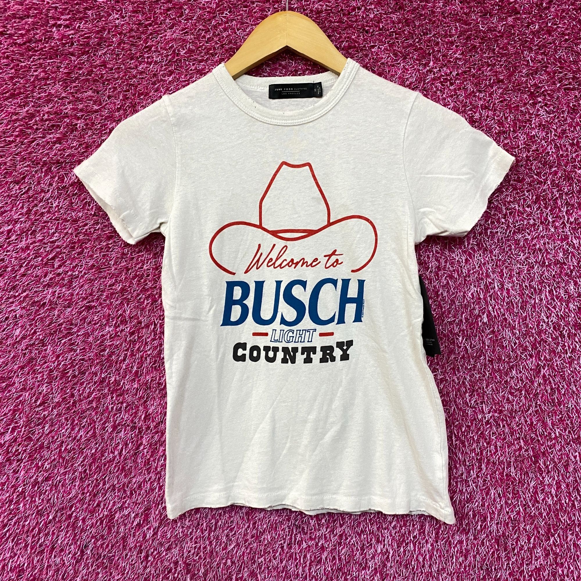 Junk Food Welcome to Busch Light Country Cowboy Hat White T-Shirt XS Size XS / US 0-2 / IT 36-38 - 1 Thumbnail