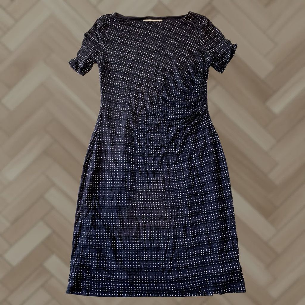 Ann Taylor NWT Ann Taylor Loft Dress Navy Blue White Geometric Short Sleeve Knee Length Women’s 1/2 Sleeve Petite Size M Pencil Dress Multicolor Casual Womens Size M / US 6-8 / IT 42-44 - 1 Thumbnail