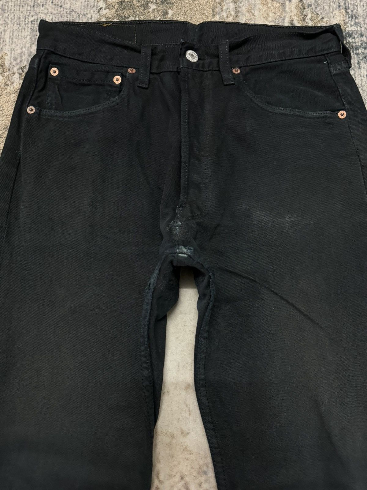Levi's × Levi's Vintage Clothing × Vintage Vintage Levi’s 501 Distressed Black Denim Jeans Size US 30 / EU 46 - 2 Thumbnail