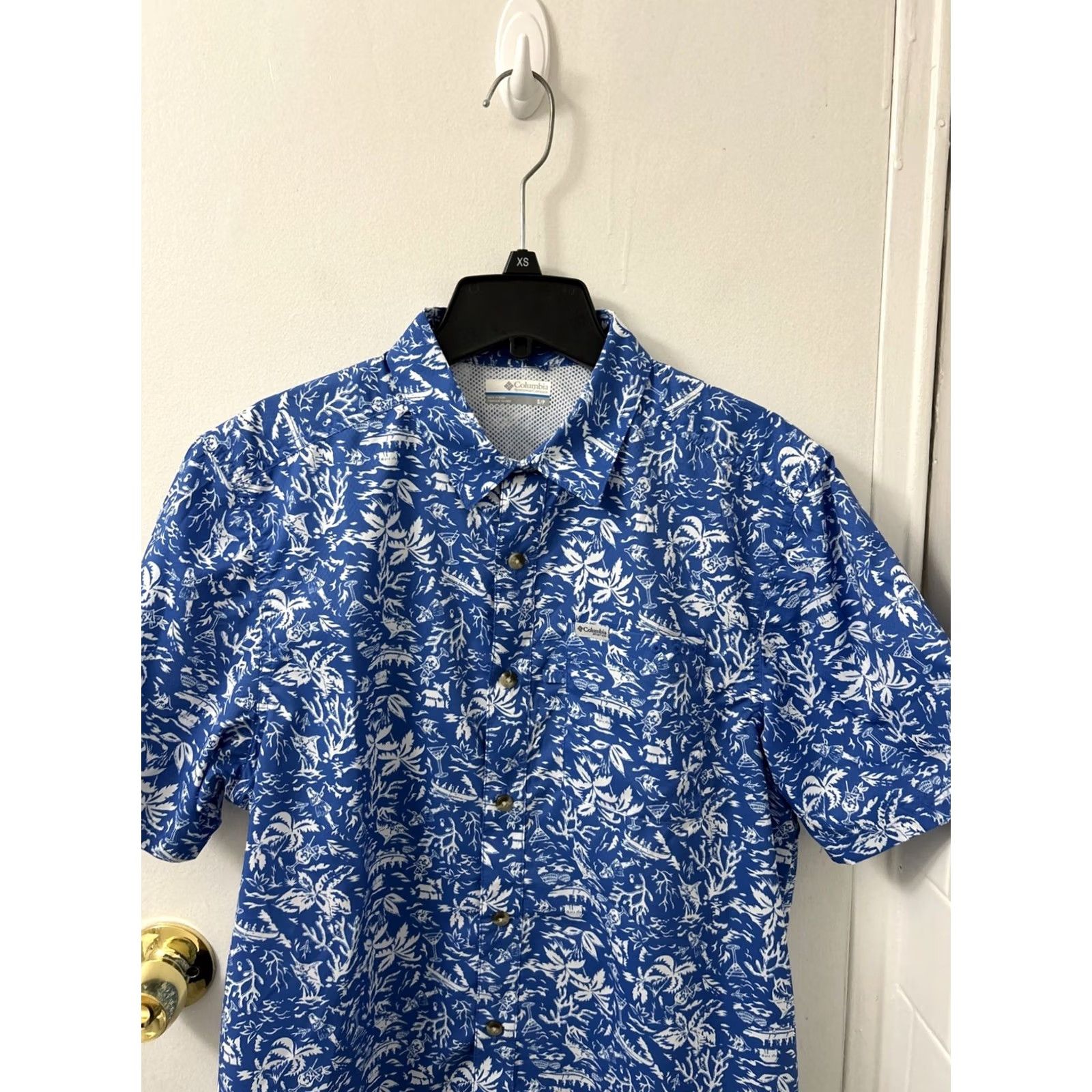 Vintage Columbia PFG Shirt Mens Sz Small Blue Hawaiian Button-Down Pocket Short Sleeve Shirt Size US S / EU 44-46 / 1 - 2 Thumbnail