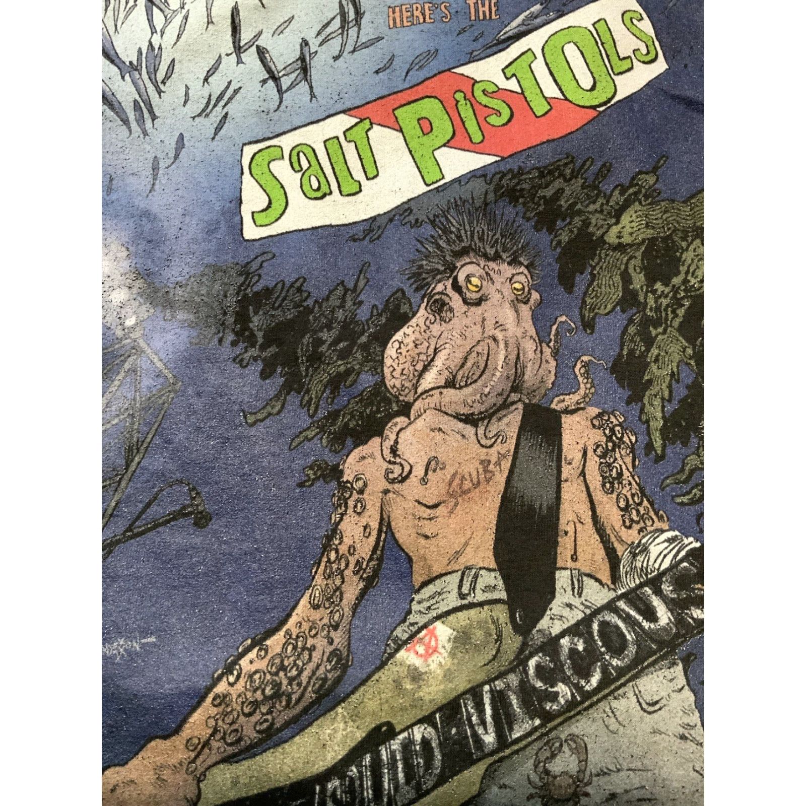 Hanes VINTAGE Hanes T-Shirt Hollywood Divers Never Mind The Pollock Salt Pistols Squid Viscous Sz.XL Black Mens XL Size US XL / EU 56 / 4 - 8 Thumbnail