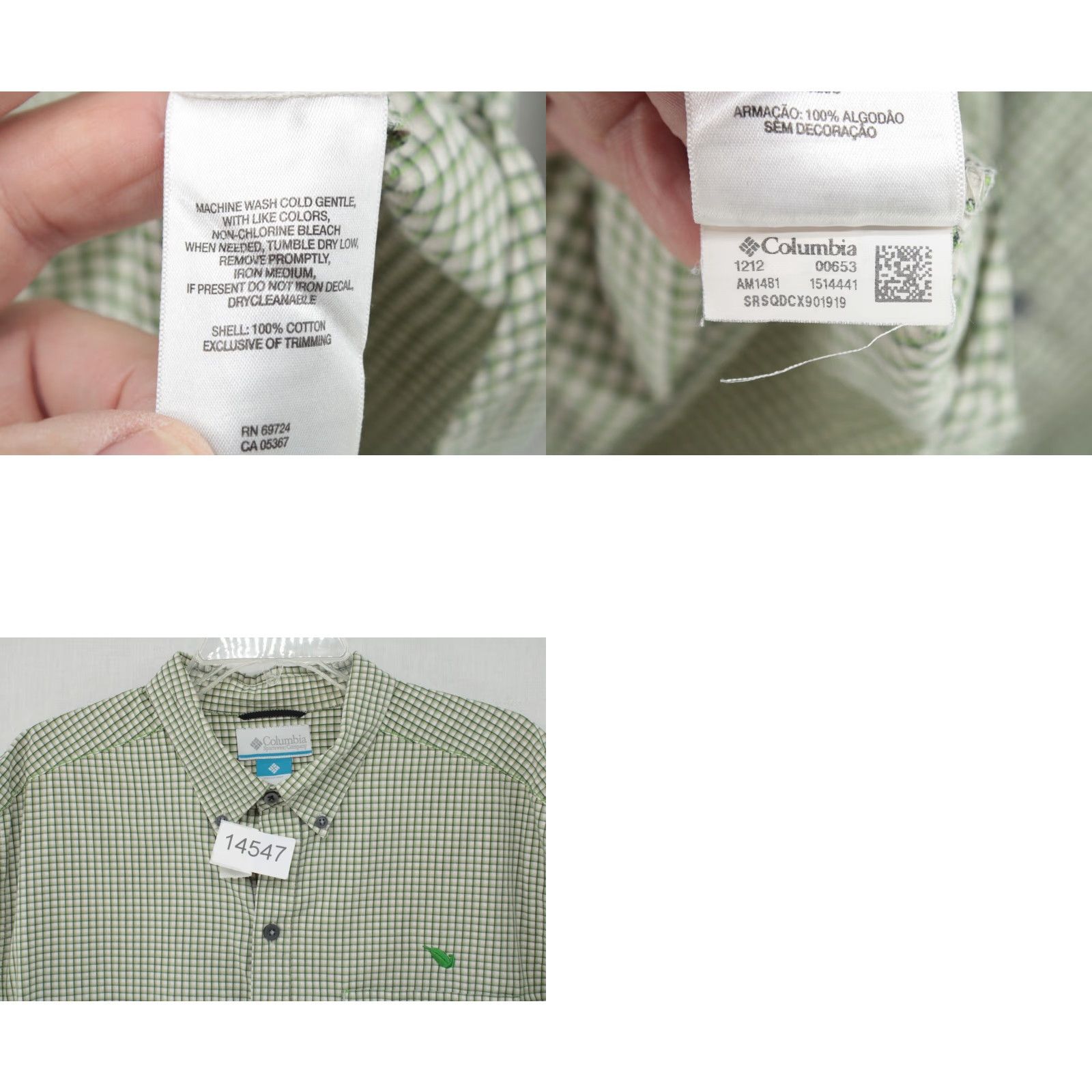 Vintage COLUMBIA Shirt Men's L Green Check Long Sleeve Button-Down Outdoor Fishing State: Men Size US L / EU 52-54 / 3 - 8 Thumbnail