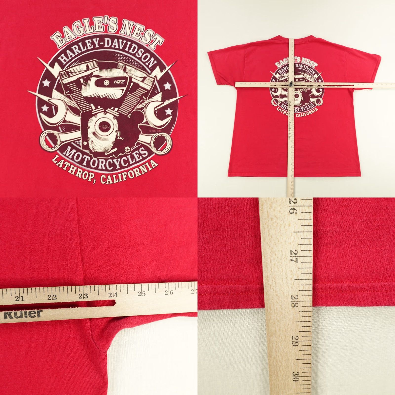Harley Davidson Harley-Davidson T-Shirt Mens XL Red Graphic Print Biker Skeleton Eagles Motorcycle Outdoor Skull 2000s Size US XL / EU 56 / 4 - 8 Thumbnail